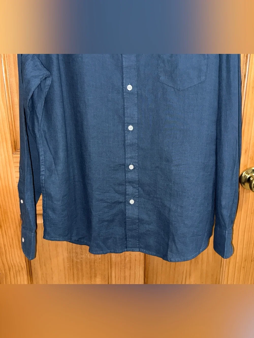 NWT J. Crew Men’s Deep Tealish Blue Linen Blend Button-Down Shirt-XL